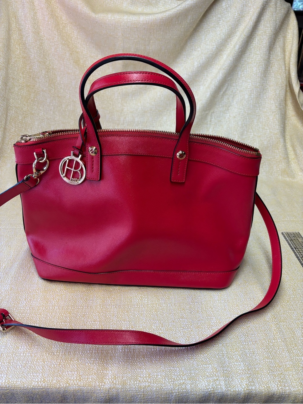 henri bendel Red Leather Satchel with Shoulder Strap